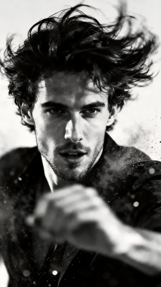 AI Black-and-White Drama Portrait